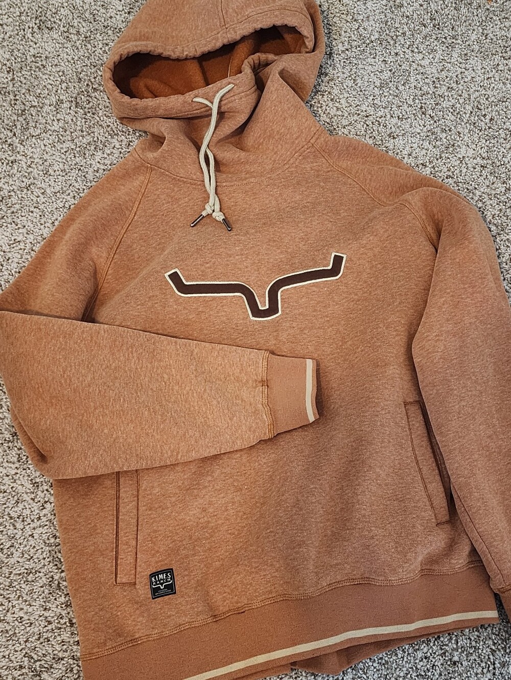 🤠Kimes Ranch Two Scoops Womens Cowl Neck Hoodie Rust Brown  Sz L UNISEX WESTERN